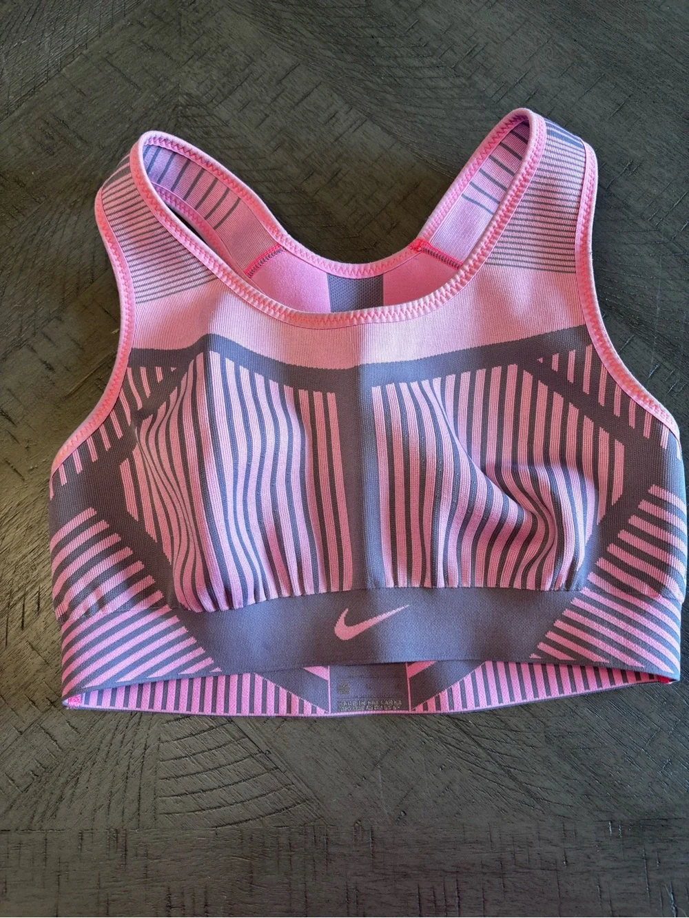Nike Pink and Gray high-Impact Sports Bra